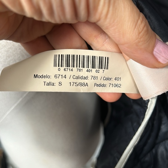 Massimo Dutti Quilted Dark Navy Midi Length Hooded Jacket Coat size small - Picture 11 of 16